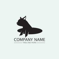 logotipo do gato e vetor ícone animal pegada gatinho malhado logotipo cão símbolo personagem de desenho animado sinal ilustração doodle design