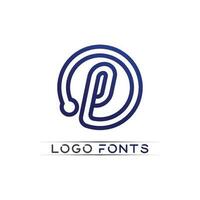 letra p e logotipo da fonte p design vetor empresa de identidade comercial