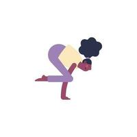 afro mulher praticando ioga personagem vetor