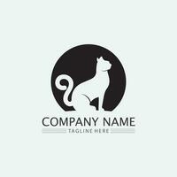 logotipo do gato e vetor ícone animal pegada gatinho malhado logotipo cão símbolo personagem de desenho animado sinal ilustração doodle design