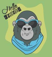 gorila engraçado com óculos de sol estilo cool vetor