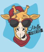 girafa engraçada com óculos de sol estilo cool vetor