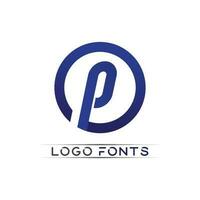 letra p e logotipo da fonte p design vetor empresa de identidade comercial