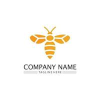 Honey and Bee icon logo vector design animal e ilustração