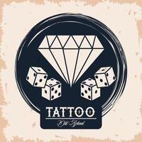 diamante e dados imagem de estúdio de tatuagem artística vetor
