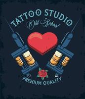 máquinas de estúdio de tatuagem com imagem artística de coração vetor