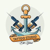 âncora imagem de estúdio de tatuagem artística vetor