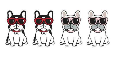cachorro vetor francês buldogue oculos de sol ícone desenho animado personagem cachorro logotipo ilustração rabisco