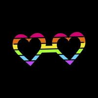 néon arco Iris coração em forma óculos orgulho festa ícone vetor