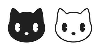 gato vetor cabeça chita Preto branco gatinho ícone desenho animado personagem ilustração