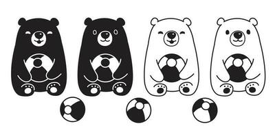 Urso vetor polar Urso bola balão brinquedo sentado desenho animado personagem ícone logotipo ilustração branco