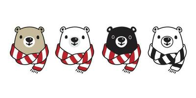 Urso vetor polar Urso cachecol listras ícone querida logotipo desenho animado personagem rabisco ilustração