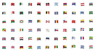 conjunto de bandeiras de países definir ícones vetor