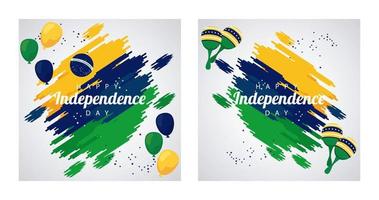 Brasil feliz celebração do dia da independência com bandeira em armações de balões de hélio vetor