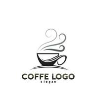 xícara de café logotipo modelo vetor ícone design e café preto