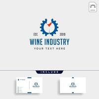 vinho engrenagem logo design ícone de vetor de fábrica de álcool