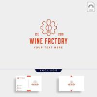 ícone de vetor de fábrica de design de logotipo de engrenagem de vinho