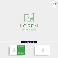 logotipo da floresta vetor linha design símbolo da paisagem