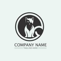 logotipo do gato e vetor ícone animal pegada gatinho malhado logotipo cão símbolo personagem de desenho animado sinal ilustração doodle design