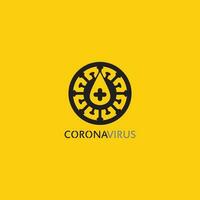 vetor de vírus corona virus logo, logo vaccin, ícone de bactéria infecciosa e saúde perigo distanciamento social pandemia covid 19