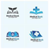 vetor de design de ícone de logotipo de livro médico