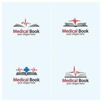 vetor de design de ícone de logotipo de livro médico