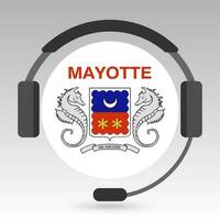 mayotte bandeira com fones de ouvido, Apoio, suporte placa. vetor ilustração.