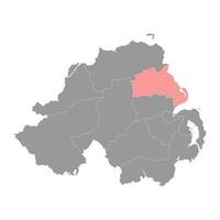 meio e leste antrim mapa, administrativo distrito do norte Irlanda. vetor ilustração.