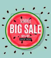 fundo abstrato de venda de verão com melancia vetor