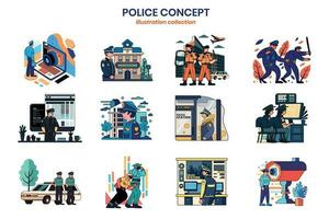 mão desenhado policial coleção dentro plano estilo ilustração para o negócio Ideias vetor