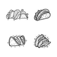 mão desenhado vintage taco logotipo dentro plano linha arte estilo vetor