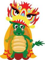 fofa chinês zodíaco verde Dragão vestindo Dragão traje vetor