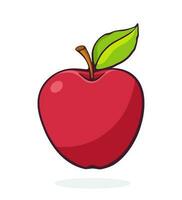 desenho animado ilustração do vermelho maçã com haste vetor