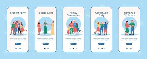 celebração festiva de feriado modelo de vetor plano de integração de tela de aplicativo móvel