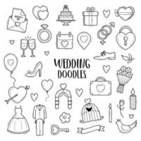 ilustração em vetor casamento doodle desenhado à mão