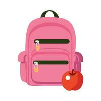 escola mochila equipamento e maçã ícone isolado vetor