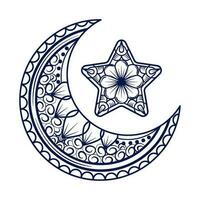 ornamentado decoração islâmico lua e Estrela ícone isolado vetor