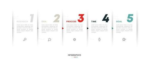 modelo de design de rótulo infográfico vetorial com ícones e 5 opções ou etapas. pode ser usado para diagrama de processo, apresentações, layout de fluxo de trabalho, banner, fluxograma, gráfico de informações. vetor