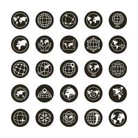 pacote de vinte e cinco ícones de coleção de conjuntos de planetas mundiais vetor