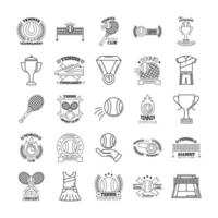 pacote de vinte e cinco ícones de conjuntos de tênis esportivos vetor
