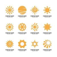 conjunto de logotipo da empresa sol brilhante vetor