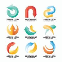 conjunto de logotipo gradiente de forma de seta vetor