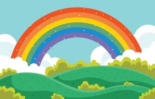 fundo de cenário colorido de arco-íris vetor