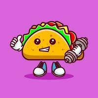 vetor ilustração do kawaii taco desenho animado personagem com barra. vetor eps 10