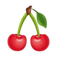 ícone de estilo detalhado de cerejas frescas deliciosas frutas vetor