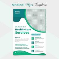 médico cuidados de saúde folheto e folheto cobrir página modelo Projeto vetor
