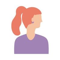 ícone de estilo simples do personagem de avatar de jovem mulher vetor