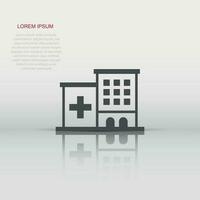 hospital construção ícone dentro plano estilo. enfermaria vetor ilustração em branco isolado fundo. médico ambulância o negócio conceito.