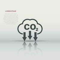 ícone de co2 em estilo simples. ilustração vetorial de emissão em fundo branco isolado. conceito de negócio de redução de gás. vetor