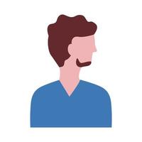 jovem com ícone de estilo simples de personagem de avatar de perfil de barba vetor